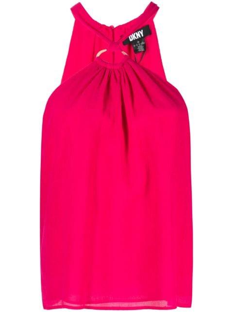 halterneck georgette blouse by DKNY
