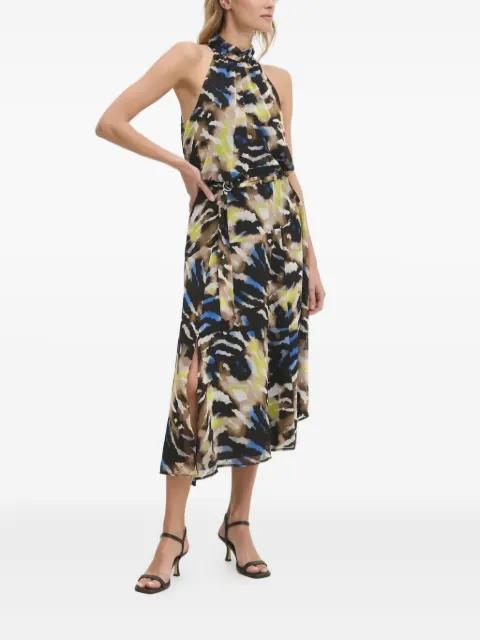 high-neck abstract-print dress by DKNY