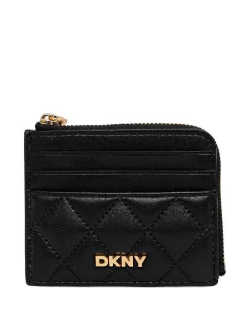 logo-lettering quilted wallet by DKNY