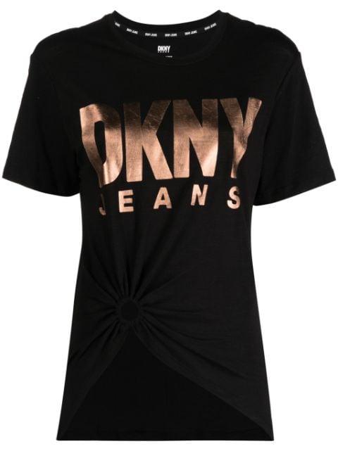 logo-print cotton-blend T-shirt by DKNY