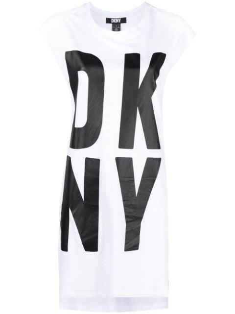 logo-print sleeveless tunic top by DKNY