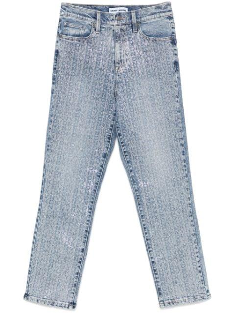 logo-rhinestone jeans by DKNY