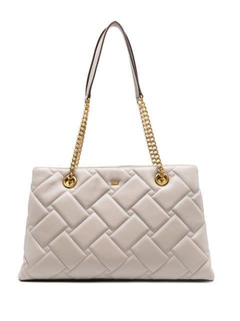 quilted leather tote bag by DKNY