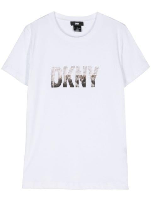 rhinestone-embellished logo T-Shirt by DKNY