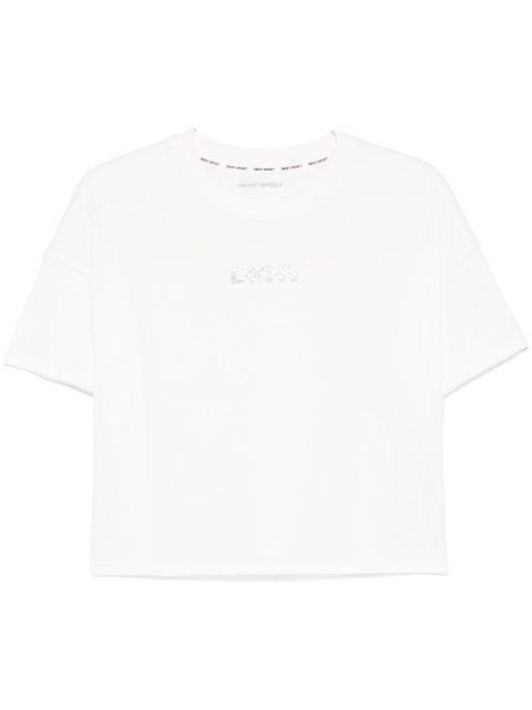 rhinestone logo T-shirt by DKNY