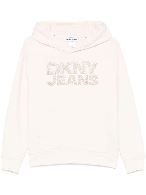 rhinestone-logo hoodie by DKNY