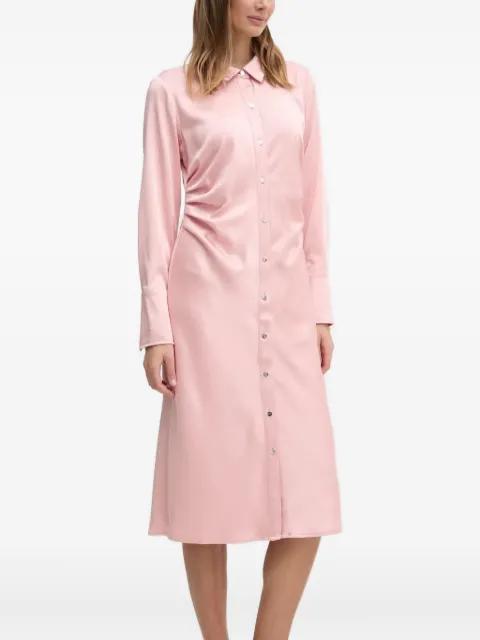satin-panelled button-front midi dress by DKNY