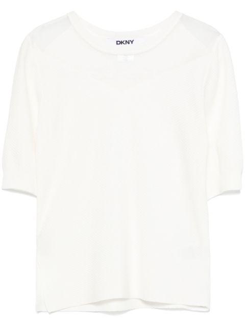 sheer-panel T-shirt by DKNY