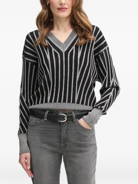 striped V-neck sweater by DKNY