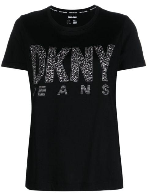 stud-embellished short-sleeve T-shirt by DKNY