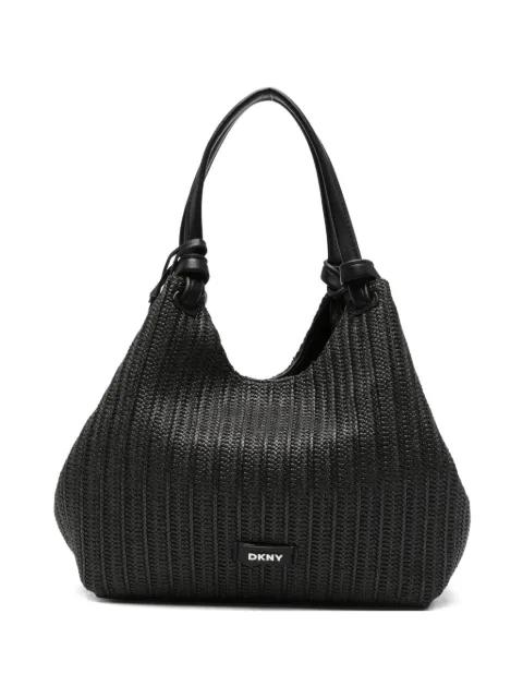 woven-design logo-plaque tote bag by DKNY