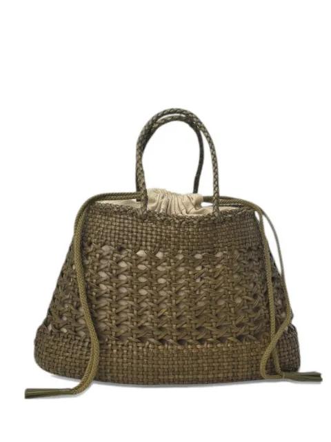 woven drawstring bucket bag by DKNY