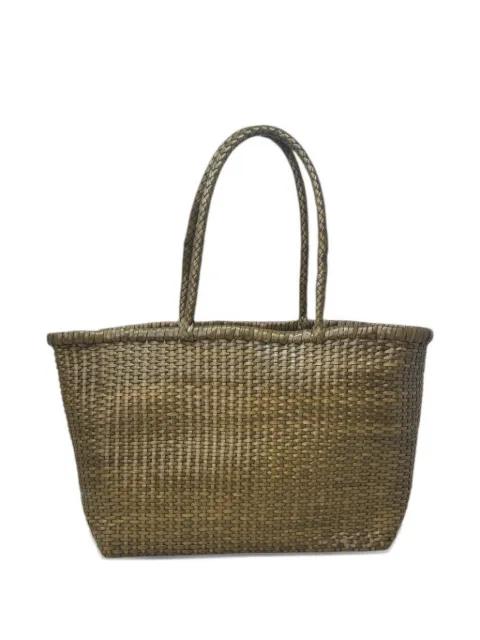 woven leather tote bag by DKNY