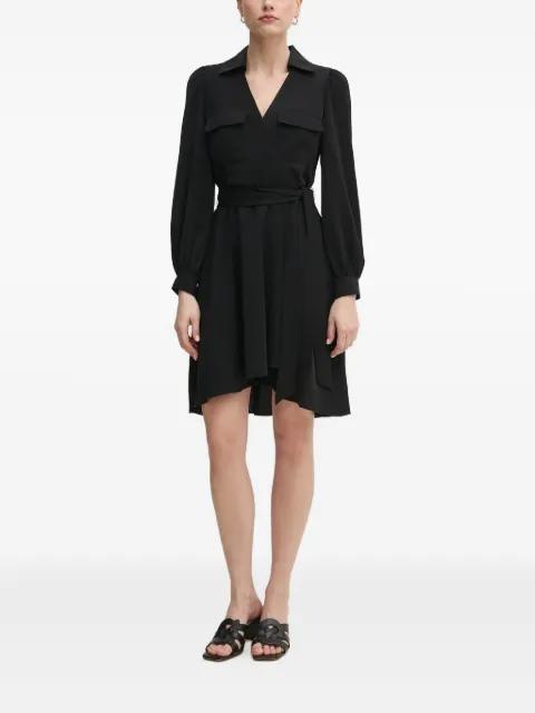 wrap-front long-sleeve mini dress by DKNY