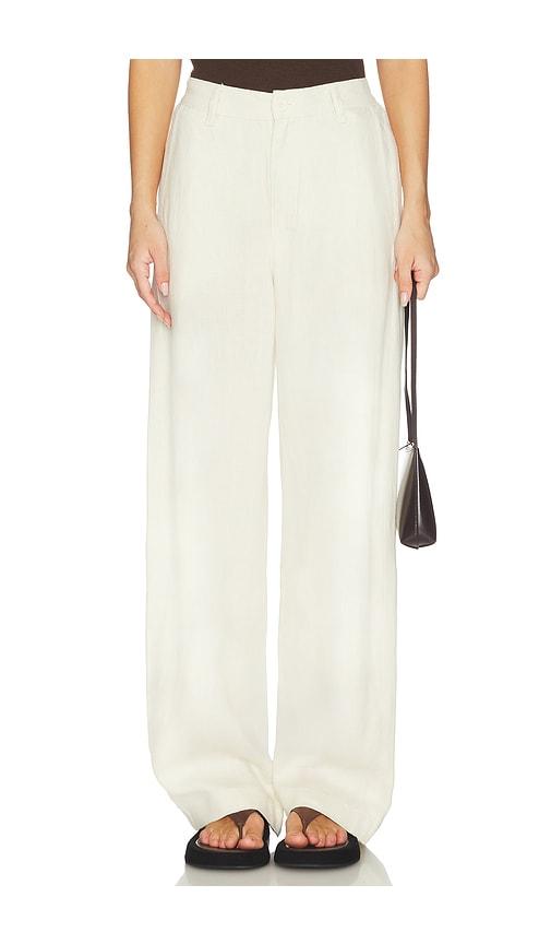 DL1961 DL Taylor Relaxed Barrel High Rise Linen Pants in Cream by DL1961