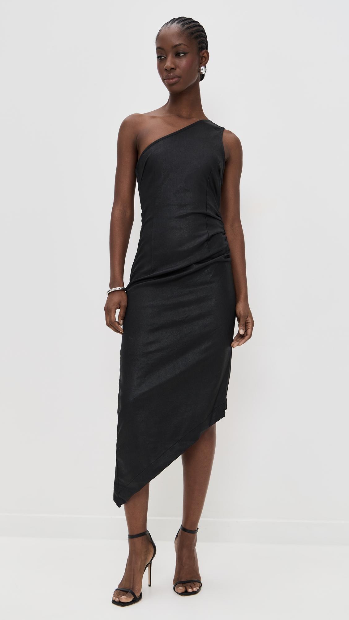 Esme One Shoulder Coated Midi Dress by DL1961