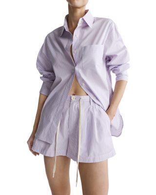 Isabel High Rise Pleated Shorts in Lilac Stripe by DL1961