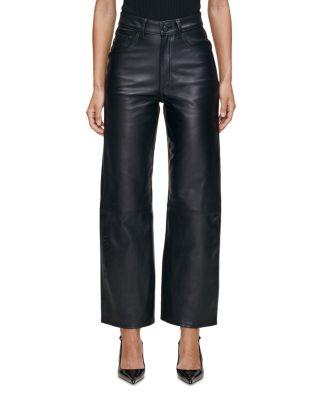 Karmine Leather Refined Wide Leg SculptSystem High Rise Jeans in Obsidian by DL1961