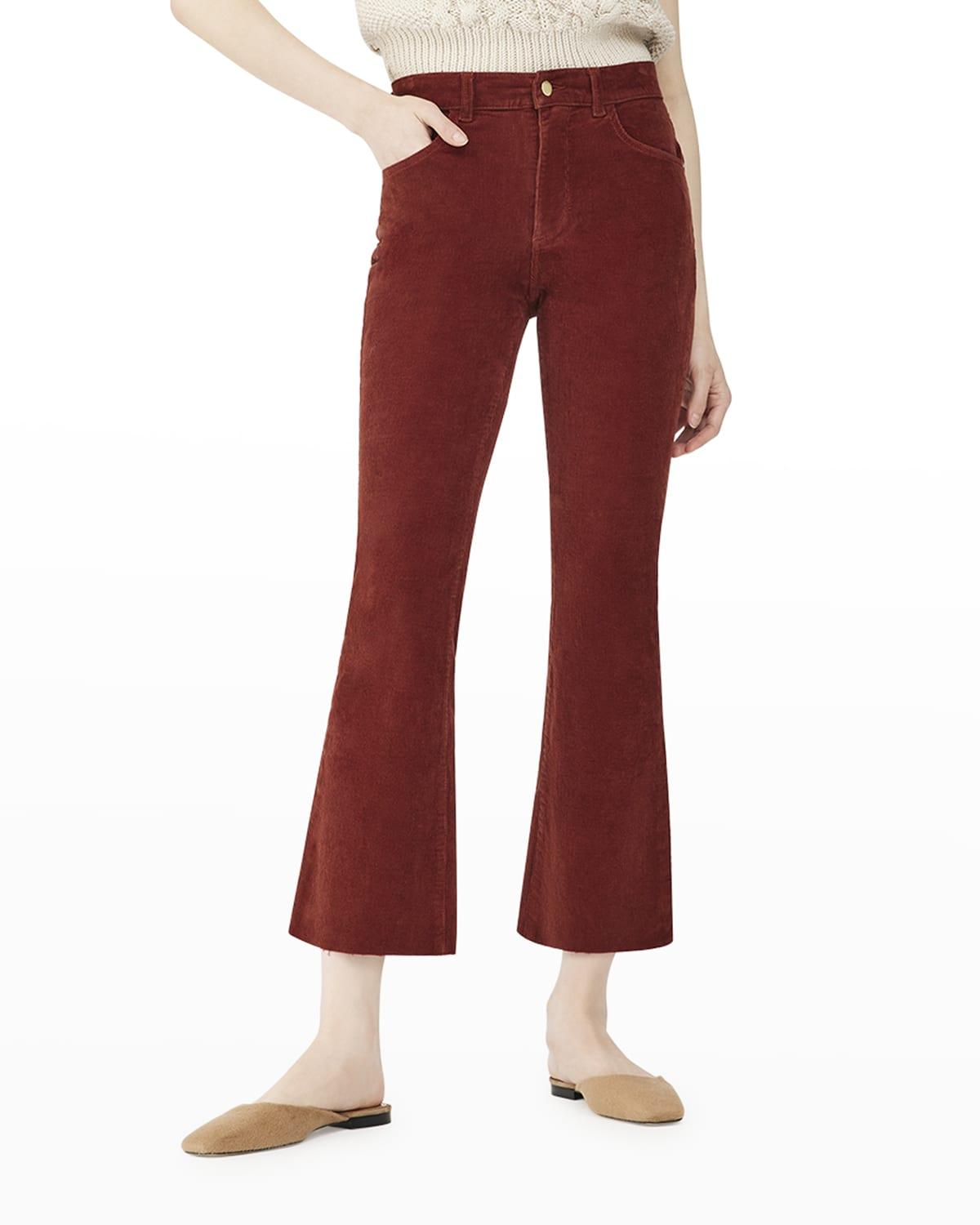 Bridget Bootcut High-Rise Instasculpt Cropped Corduroy Pants by DL1961 ...