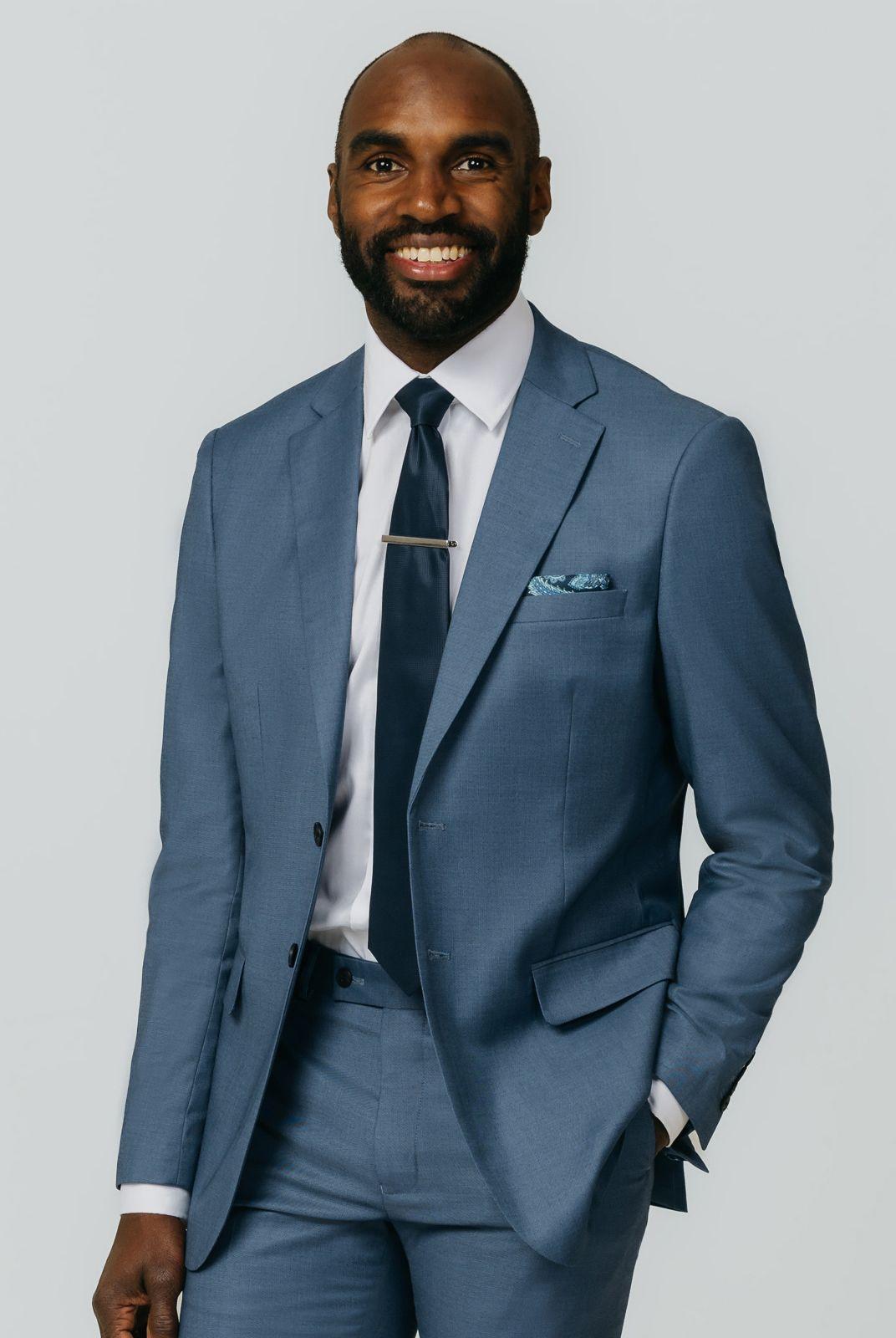 Blue Sharkskin 2 Piece Suit by DOBELL