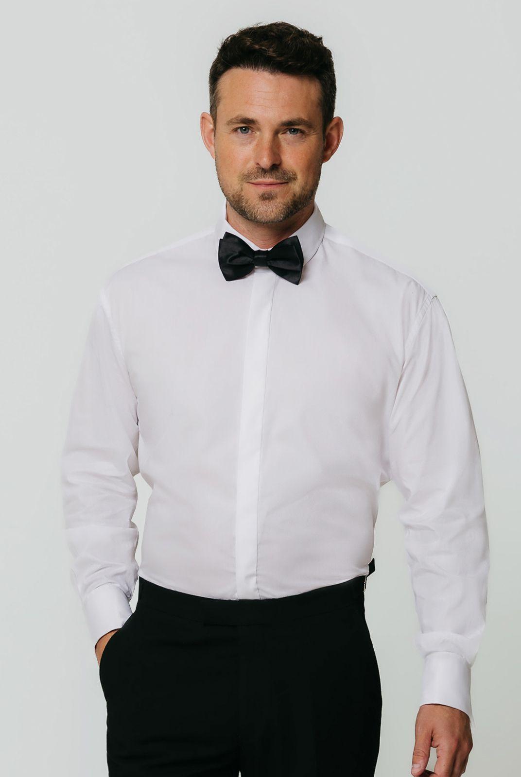 White Penny Collar Dress Shirt by DOBELL