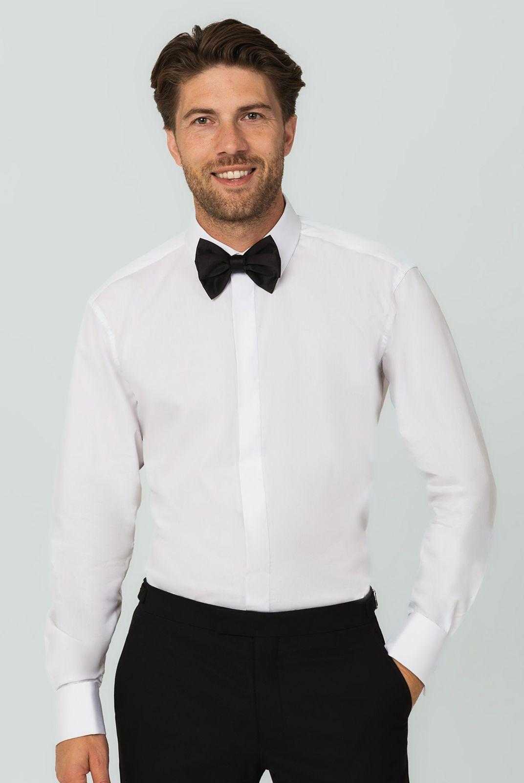 White Plain Front Slim Fit Standard Collar 100% Cotton Dress Shirt by DOBELL