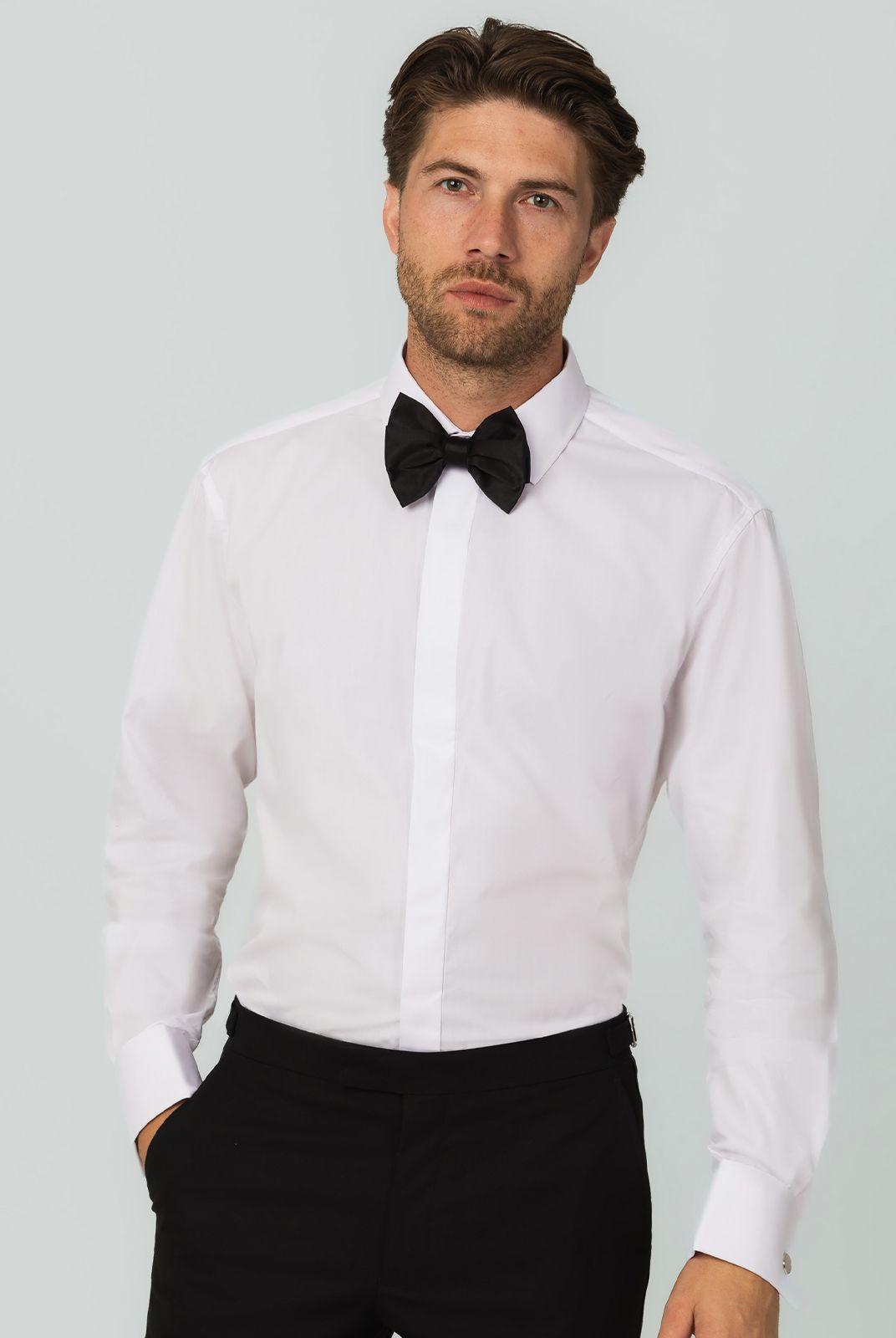 White Slim Fit Classic Collar Dress Shirt by DOBELL