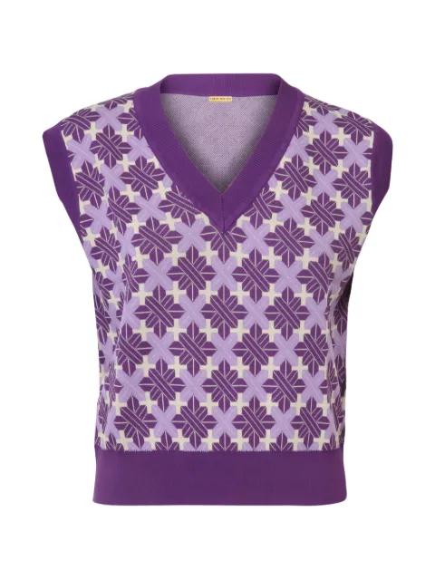 patterned V-neck vest by DODO BAR OR