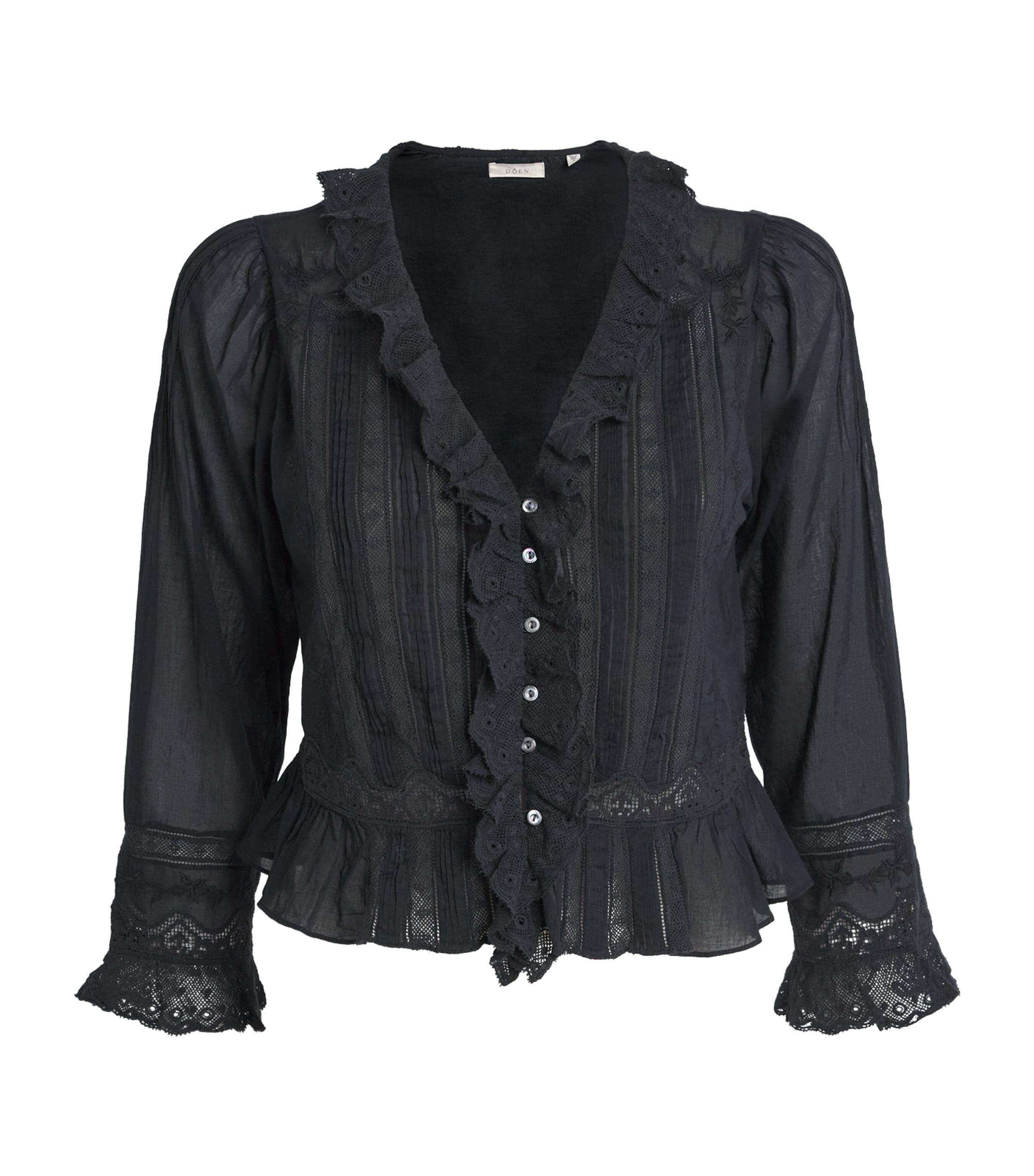 DÔEN Organic Cotton Lace-Trim Eldoris Blouse by DOEN