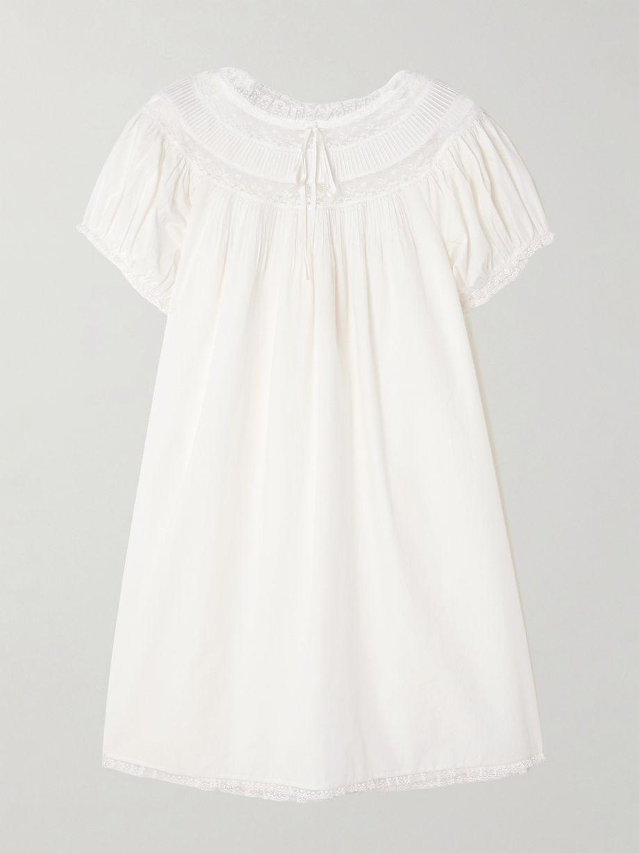 Daphne lace-trimmed pintucked organic cotton-voile mini dress by DOEN