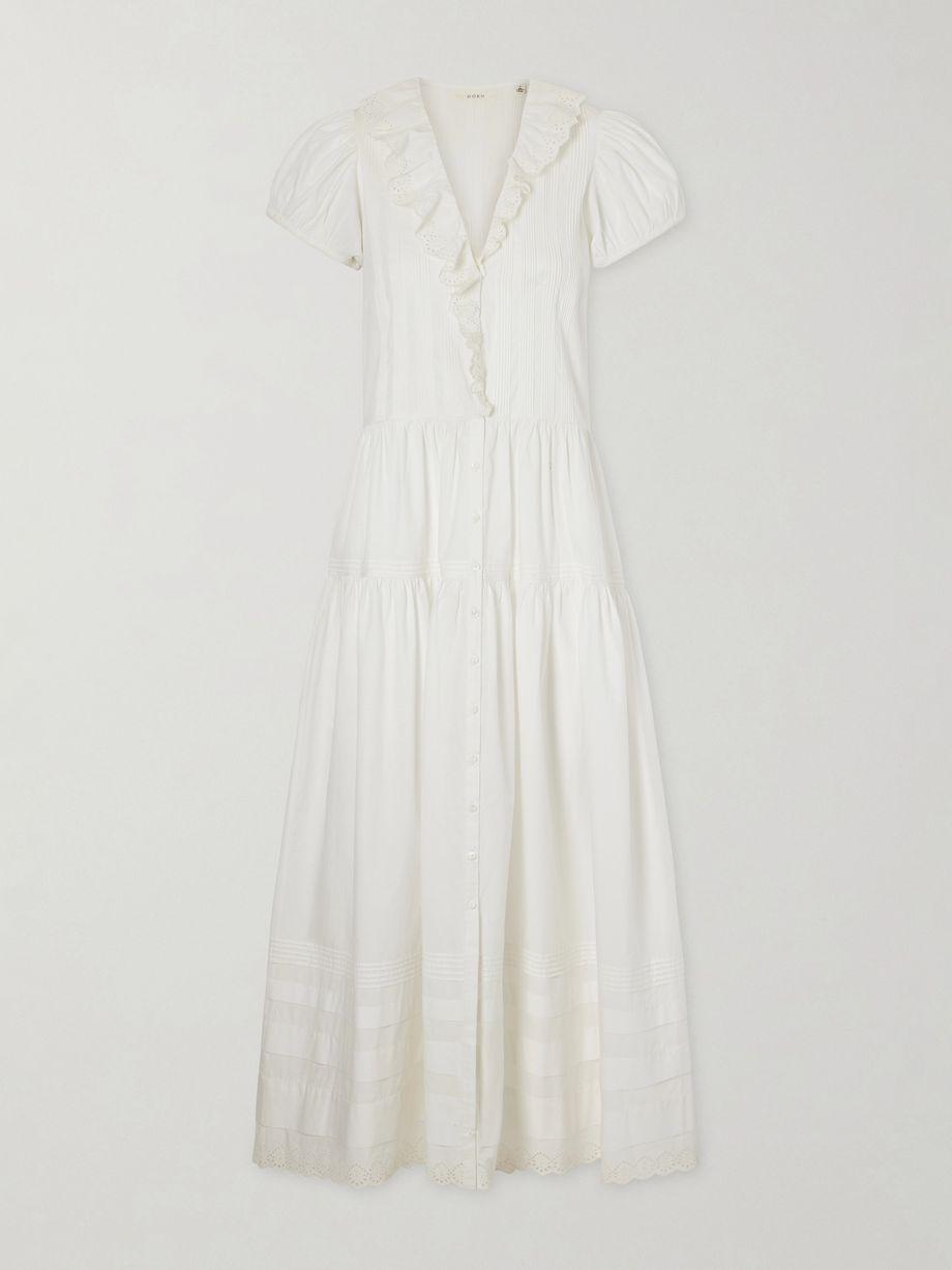 Eliette ruffled brodeire anglaise-trimmed organic cotton midi dress by DOEN