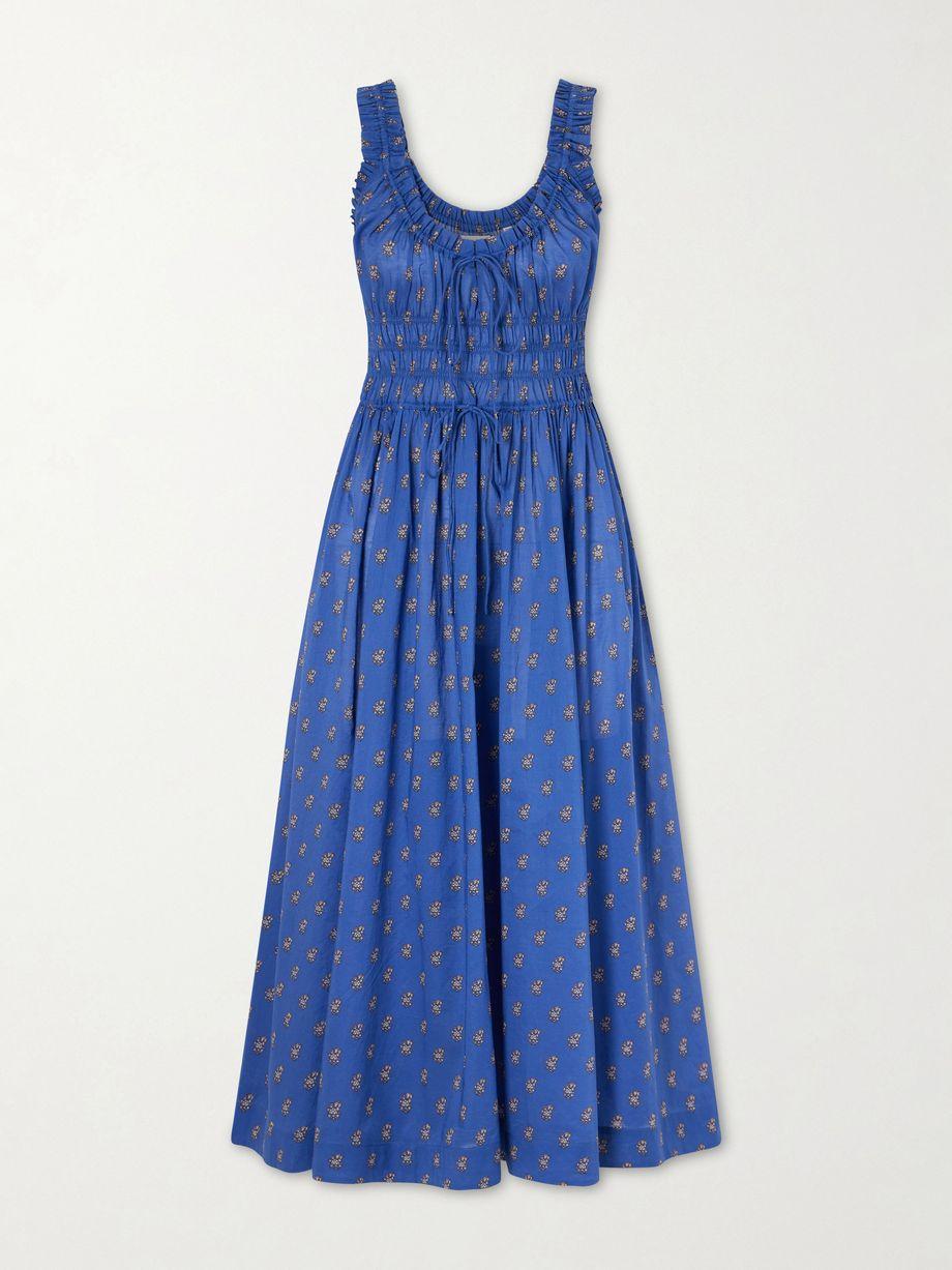 Emmaretta shirred floral-print cotton midi dress by DOEN