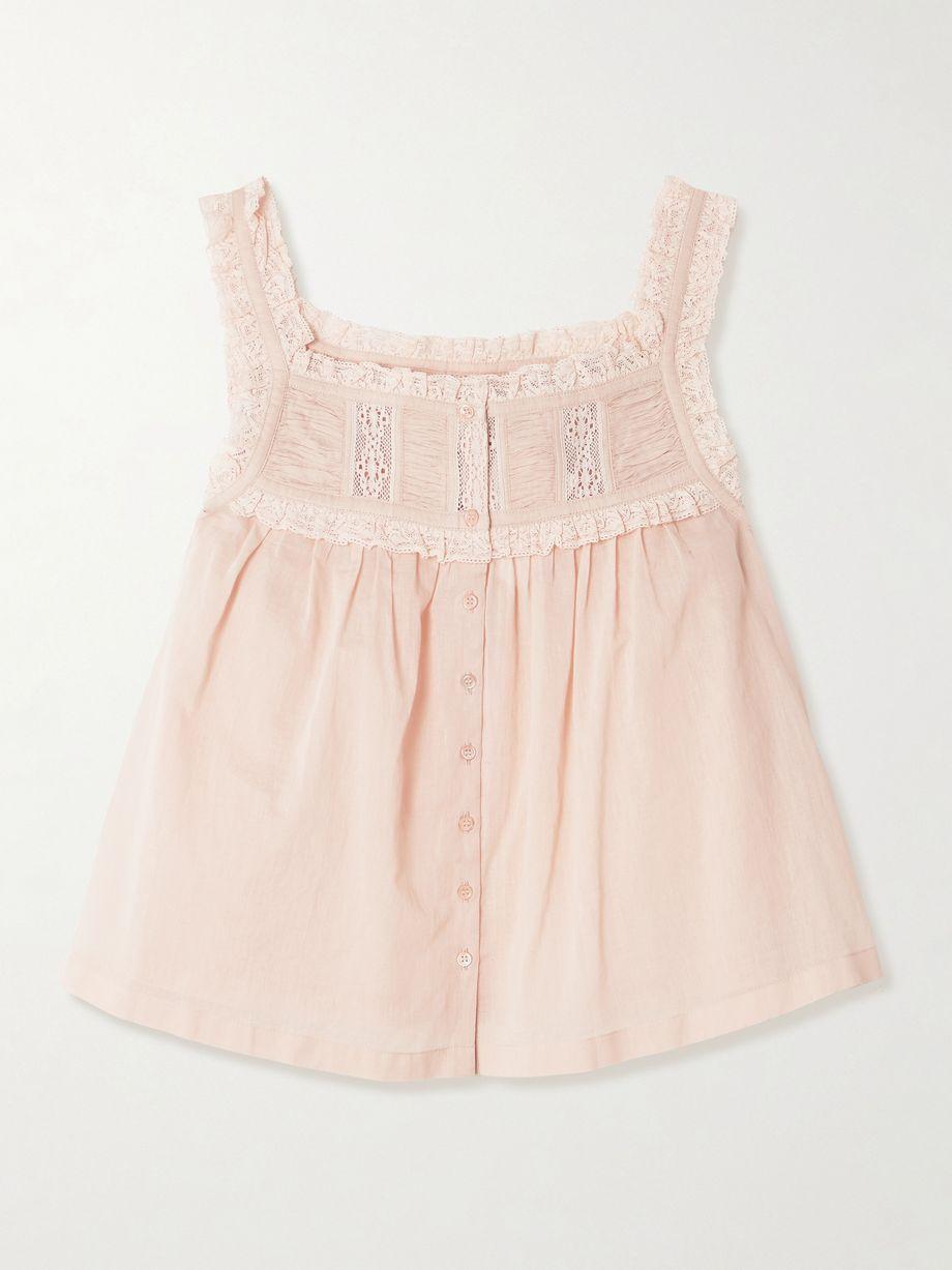 Fidella cropped lace-trimmed organic cotton-voile top by DOEN