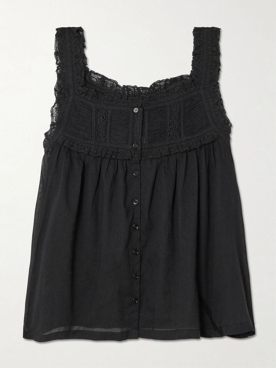 Fidella cropped lace-trimmed organic cotton-voile top by DOEN
