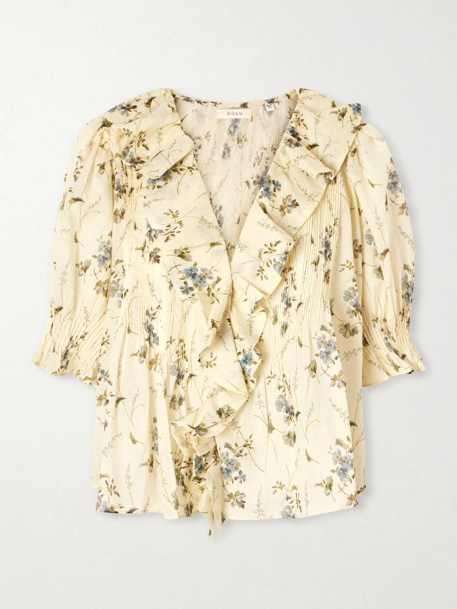 Henri ruffled pintucked organic cotton-voile top by DOEN
