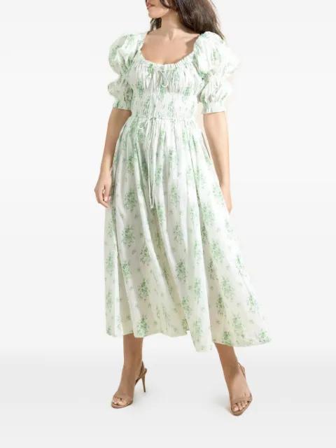 Ischia floral-print smocked midi dress by DOEN
