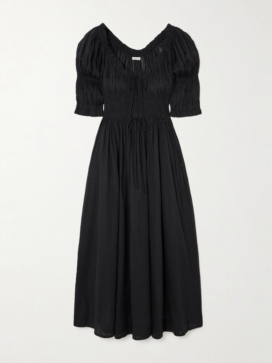 Ischia shirred organic cotton-voile midi dress by DOEN