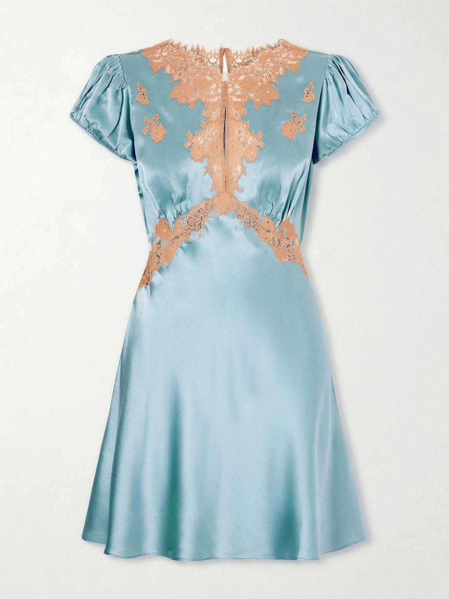 Junia lace-trimmed silk-satin mini dress by DOEN