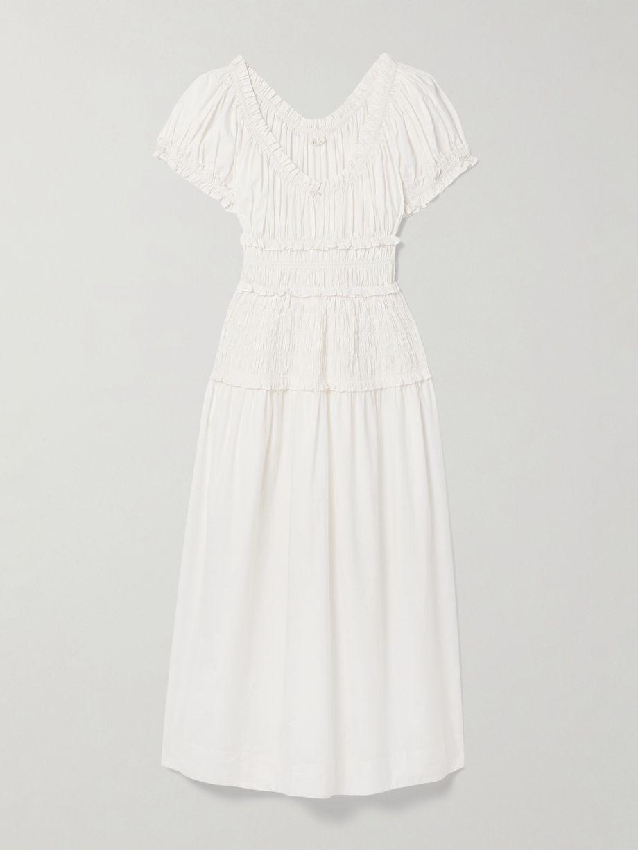 Leanne shirred organic cotton-voile midi dress by DOEN