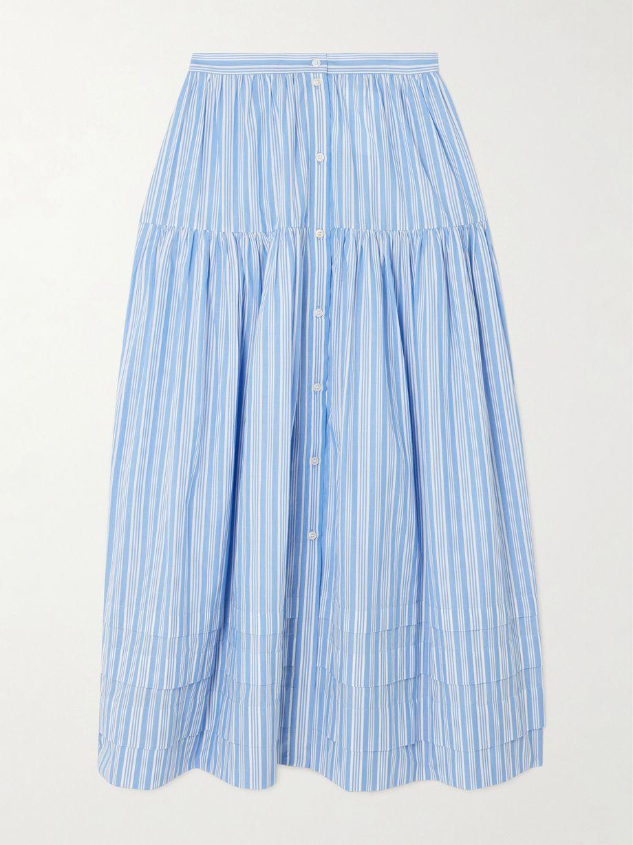 Marceline tiered striped organic cotton midi skirt by DOEN