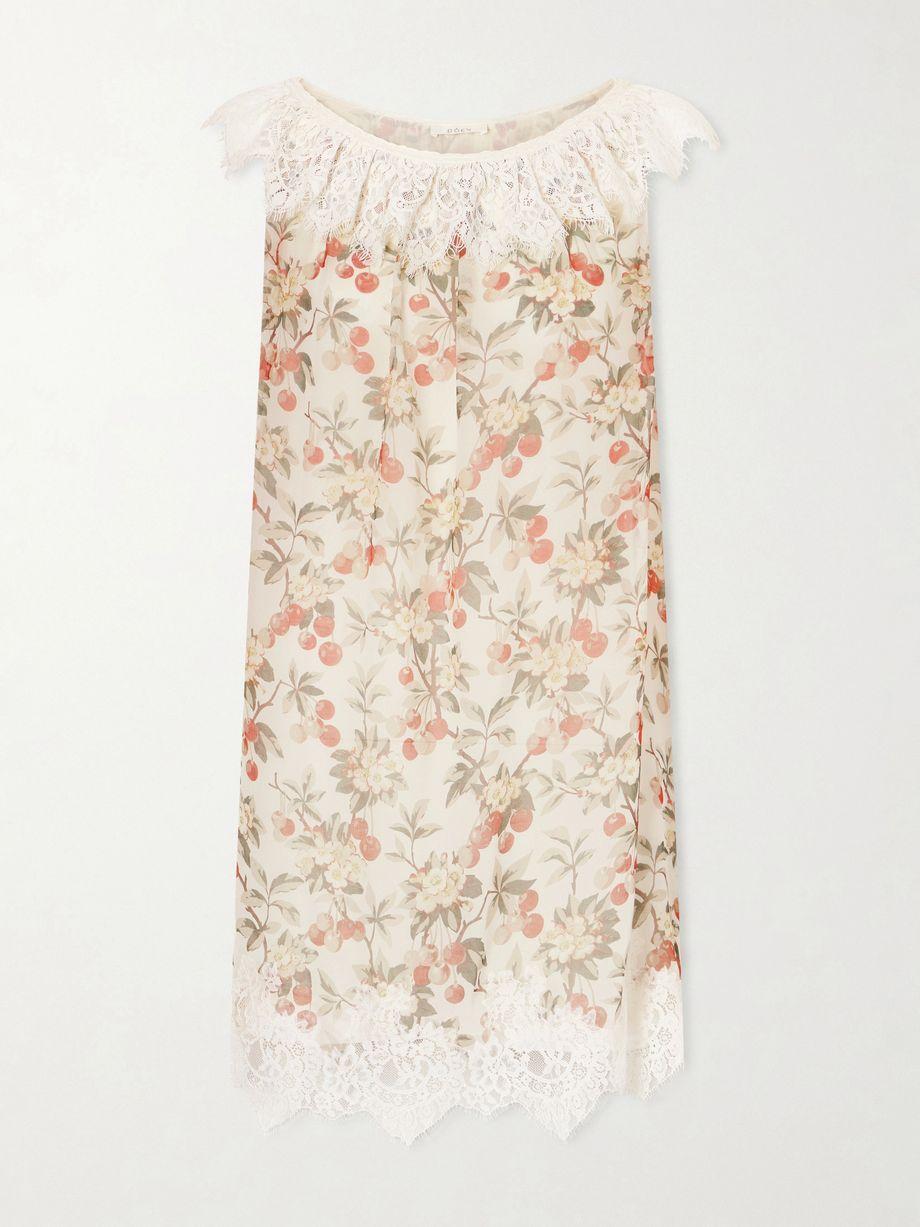 Paloma lace-trimmed floral-print silk-chiffon mini dress by DOEN