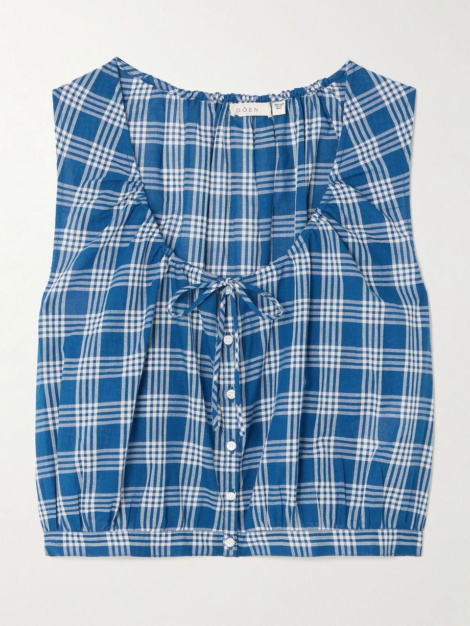 Theo cropped checked organic cotton top by DOEN