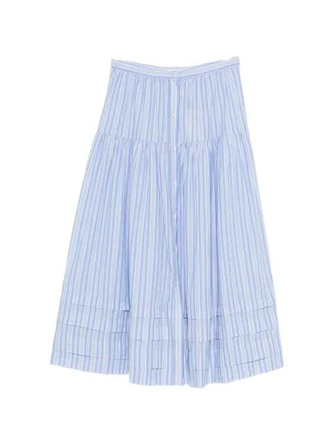 striped tiered midi skirt by DOEN