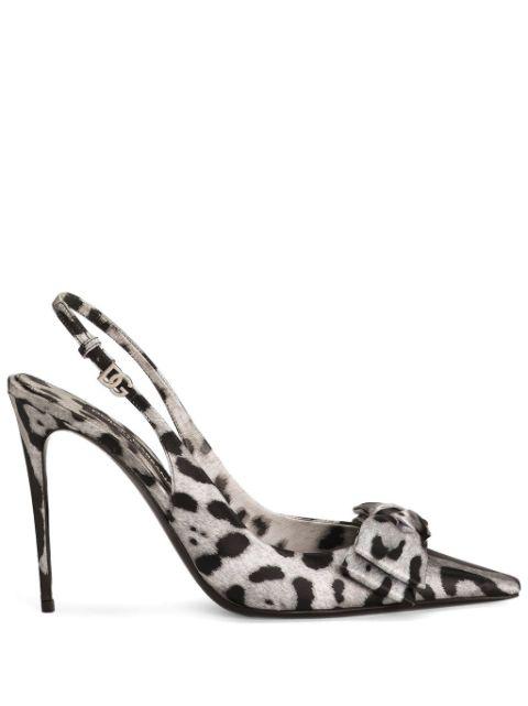 105mm leopard-print slingback pumps by DOLCE&GABBANA