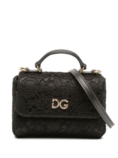 1990-2010 Silk and Lace Crystal Embellished DG Flap satchel by DOLCE&GABBANA 