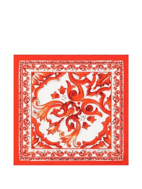 50x50 Majolica-print silk twill scarf by DOLCE&GABBANA