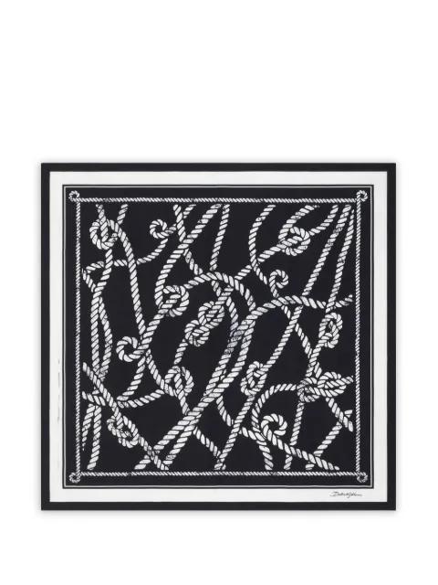 70x70 Marina-print silk twill scarf by DOLCE&GABBANA