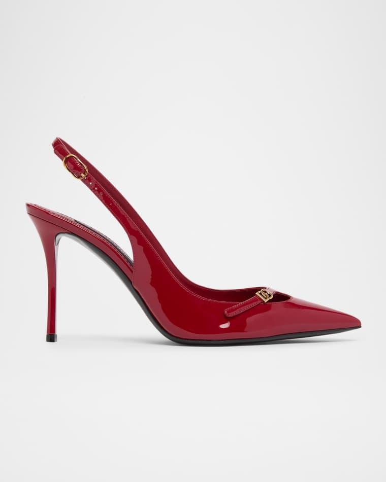 90mm DG Vernice Patent Leather Slingback Pumps by DOLCE&GABBANA