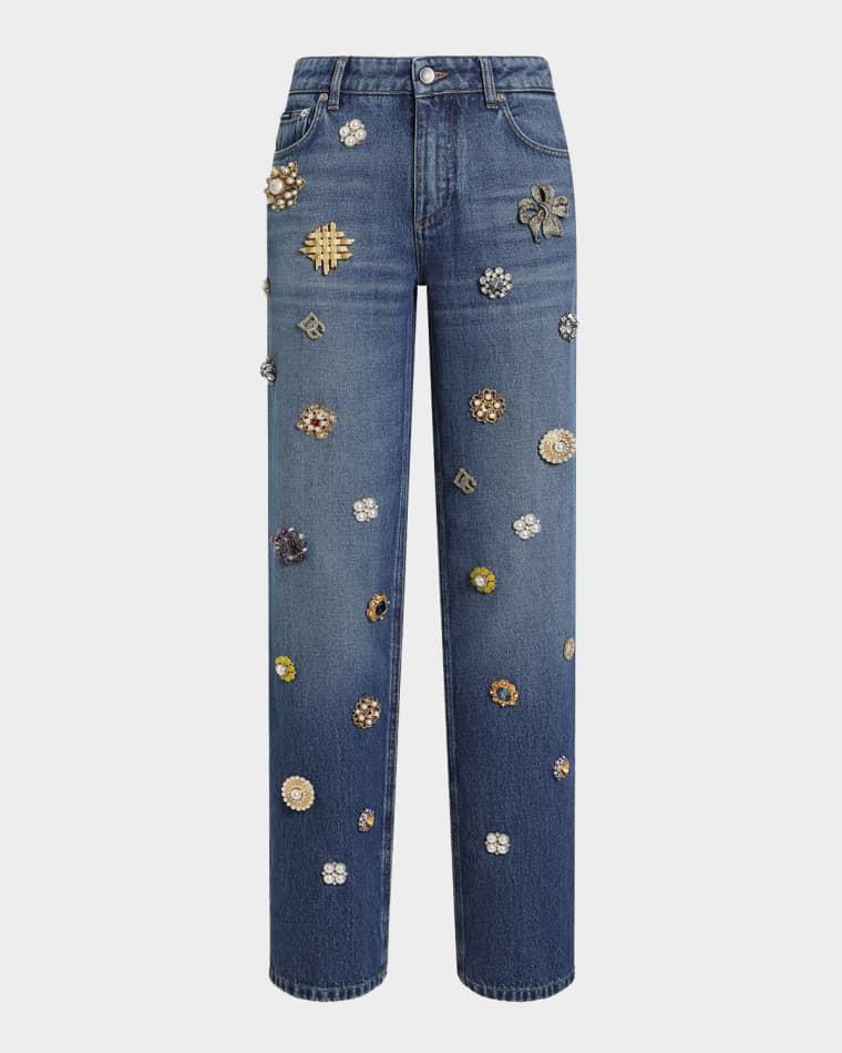 Adon Tavex Embellished Straight-Leg Jeans by DOLCE&GABBANA