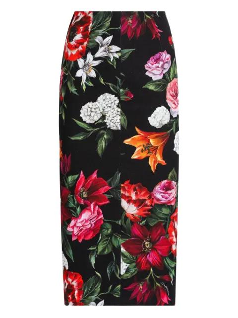 Anemone-print midi skirt by DOLCE&GABBANA